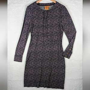 315-Tory Burch Long Sleeve Dress in Black and Pink